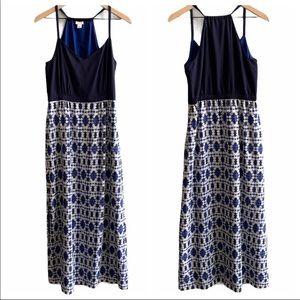 J. Crew Maxi Dress Blue Print